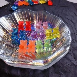 Candy Colored Resin Gummy Bear Stud Earring Pair in Clear Candy Shaped Box~~NWOT